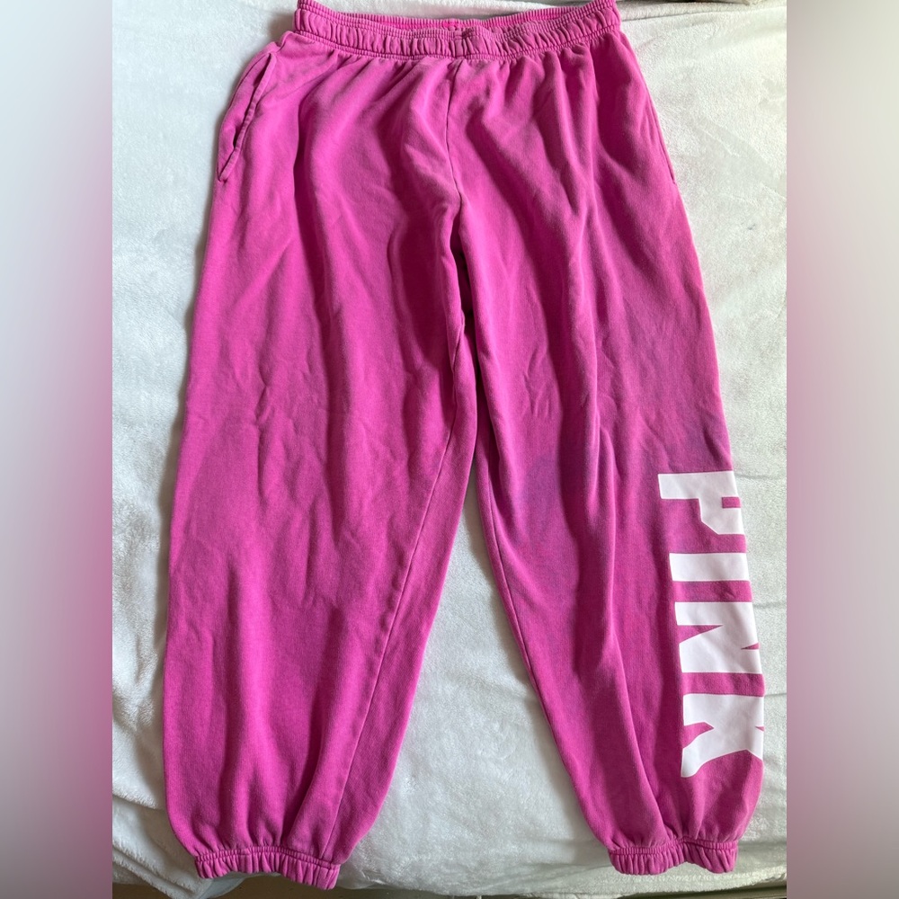 PINK Victoria's Secret Hot Pink Logo Joggers